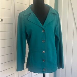 Sahalie Soft Knit Teal Women's Jacket Blazer Medium